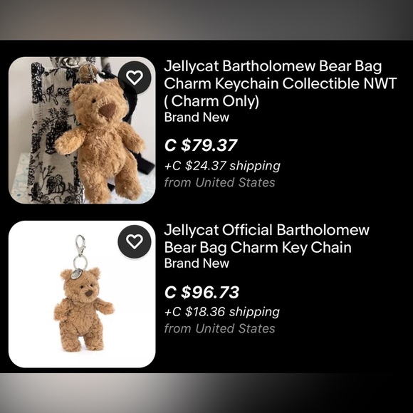 Jellycat bartholomew Bear bag charm - Picture 9 of 9